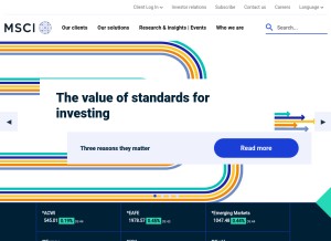 How msci.com looks like on a tablet such as an iPad.
