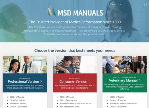 How msdmanuals.com looks like on a tablet such as an iPad.