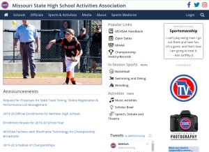 How mshsaa.org looks like on a tablet such as an iPad.