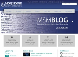 How msm.edu looks like on a tablet such as an iPad.