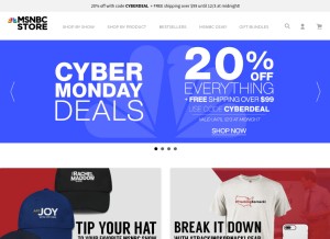 How msnbcstore.com looks like on a tablet such as an iPad.