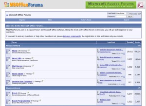 How msofficeforums.com looks like on a tablet such as an iPad.