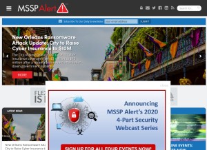 How msspalert.com looks like on a tablet such as an iPad.