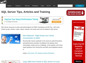 How mssqltips.com looks like on a tablet such as an iPad.