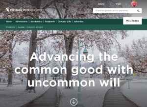 How msu.edu looks like on a tablet such as an iPad.