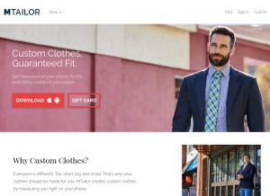 How mtailor.com looks like on a tablet such as an iPad.