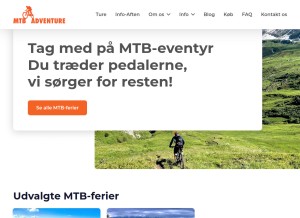 How mtb-adventure.dk looks like on a tablet such as an iPad.