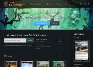 How mtgcardsmith.com looks like on a tablet such as an iPad.