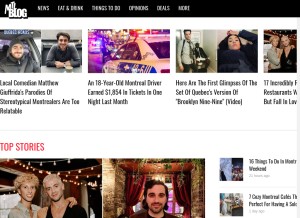 How mtlblog.com looks like on a tablet such as an iPad.