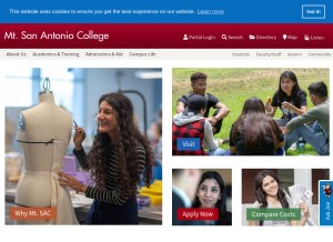 How mtsac.edu looks like on a tablet such as an iPad.