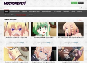 How muchohentai.com looks like on a tablet such as an iPad.
