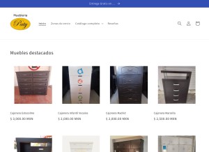 How mueblespaty.com looks like on a tablet such as an iPad.