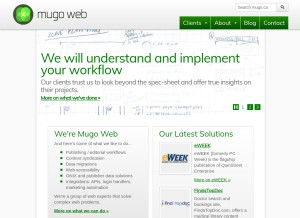 How mugo.ca looks like on a tablet such as an iPad.