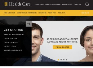 How muhealth.org looks like on a tablet such as an iPad.