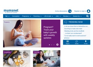 How mumsnet.com looks like on a tablet such as an iPad.