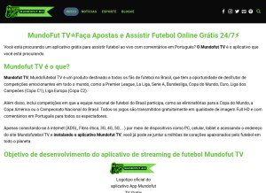How mundofut.biz looks like on a tablet such as an iPad.