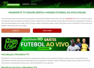 How mundofut.top looks like on a tablet such as an iPad.