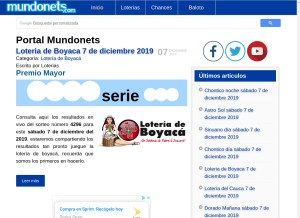 How mundonets.com looks like on a tablet such as an iPad.