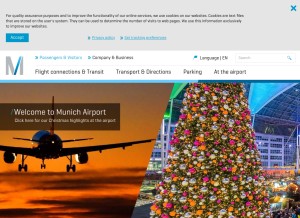 How munich-airport.com looks like on a tablet such as an iPad.