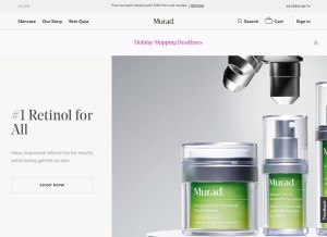 How murad.com looks like on a tablet such as an iPad.