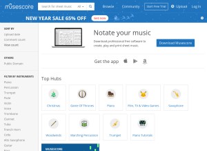 How musescore.com looks like on a tablet such as an iPad.