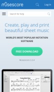 How musescore.org looks like on a mobile device such as an iPhone.