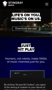 How music.stingray.com looks like on a mobile device such as an iPhone.