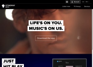 How music.stingray.com looks like on a tablet such as an iPad.