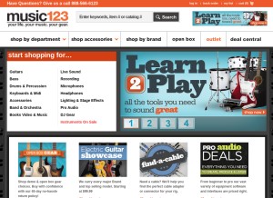 How music123.com looks like on a tablet such as an iPad.