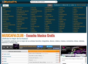 How musicafm.club looks like on a tablet such as an iPad.