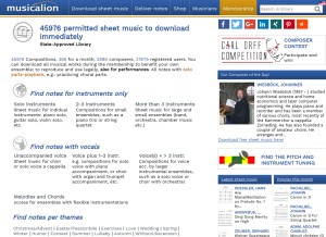 How musicalion.com looks like on a tablet such as an iPad.