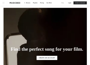 How musicbed.com looks like on a tablet such as an iPad.