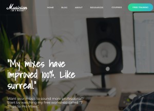 How musicianonamission.com looks like on a tablet such as an iPad.