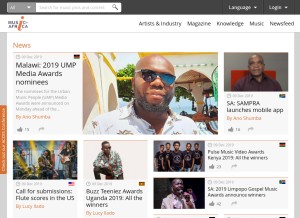 How musicinafrica.net looks like on a tablet such as an iPad.