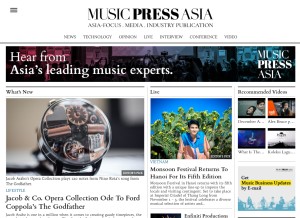 How musicpressasia.com looks like on a tablet such as an iPad.