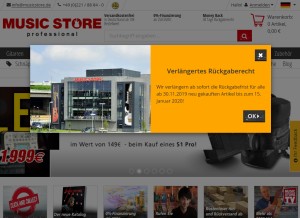 How musicstore.de looks like on a tablet such as an iPad.