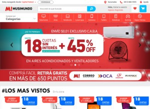 How musimundo.com looks like on a tablet such as an iPad.