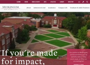 How muskingum.edu looks like on a tablet such as an iPad.