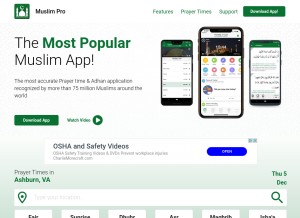 How muslimpro.com looks like on a tablet such as an iPad.