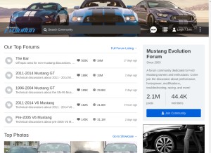 How mustangevolution.com looks like on a tablet such as an iPad.