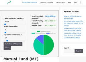 How mutualfundcalculator.net looks like on a tablet such as an iPad.