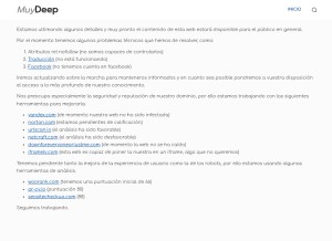 How muydeep.com looks like on a tablet such as an iPad.
