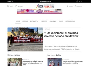 How mvsnoticias.com looks like on a tablet such as an iPad.