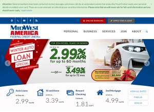 How mwafcu.org looks like on a tablet such as an iPad.