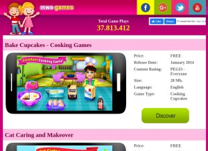 How mwegames.com looks like on a tablet such as an iPad.