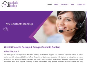 How my-contactsbackup.com looks like on a tablet such as an iPad.