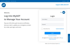 How myadt.com looks like on a tablet such as an iPad.