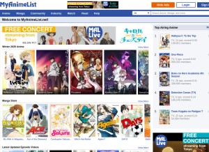 How myanimelist.net looks like on a tablet such as an iPad.