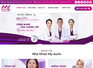 How myauris.vn looks like on a tablet such as an iPad.