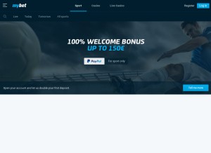 How mybet.com looks like on a tablet such as an iPad.